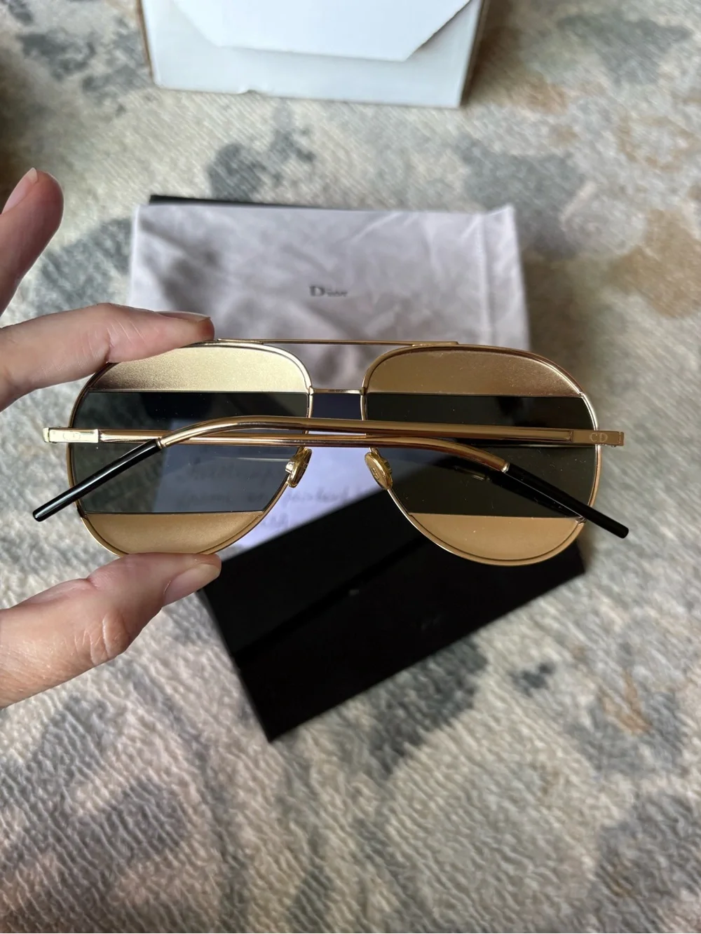 Dior Men’s Gold Frame Aviator Sunglasses with Brown/Gold Lenses
